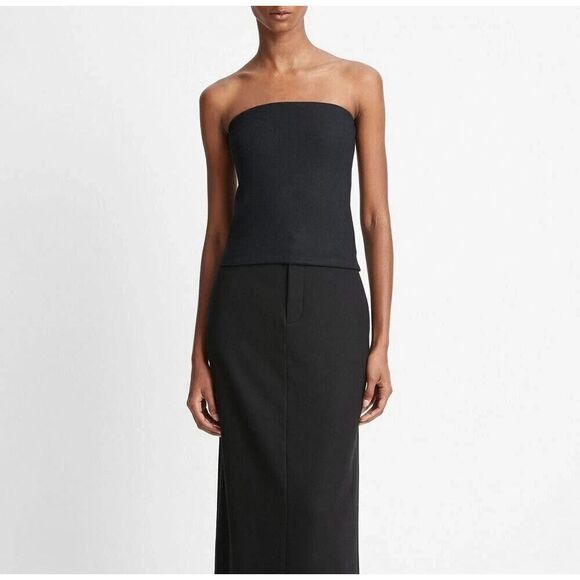 New Vince Wool-Blend Strapless Top Women's Black Sleeveless Zipper Closure Large - Picture 1 of 5